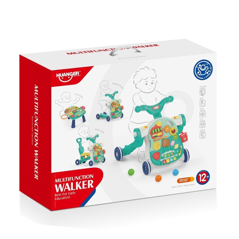 Huanger 4 in 1 Multifunction Baby Walker With Music- Green