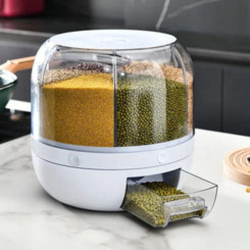 6-Grid Rotating Rice Grain Container 5 Kg