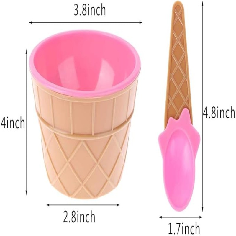 2 Ice Cream Cups WIth Spoon