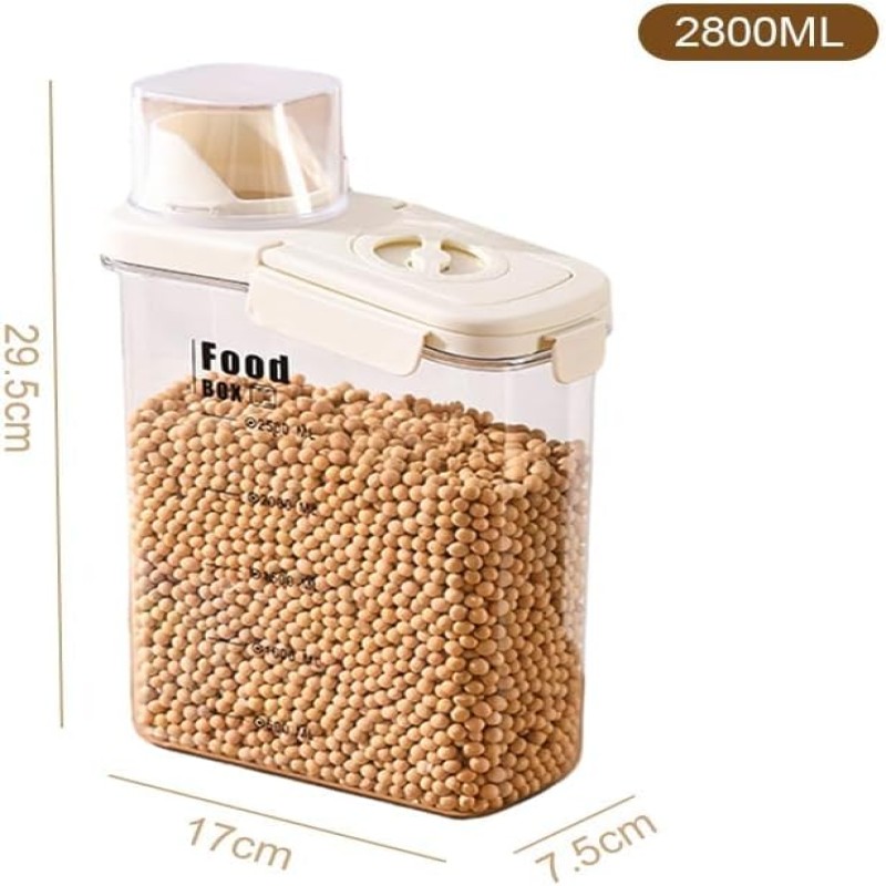 1.8L Airtight Food Storage Container with Measuring Cup – Grain, Rice & Cereal Dispenser