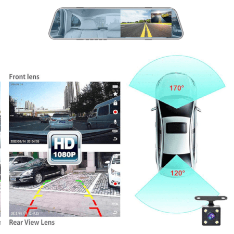 Dual Camera Car DVR Rearview Mirror With 4.3? Screen