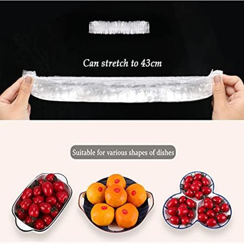 50 Reusable Stretchable Plastic Food Wraps, Elastic Edging