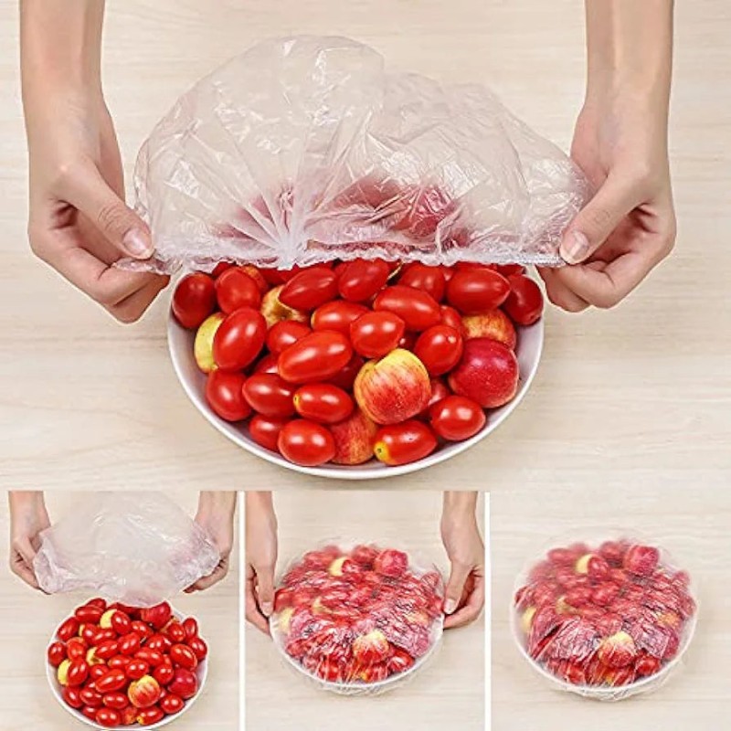 50 Reusable Stretchable Plastic Food Wraps, Elastic Edging