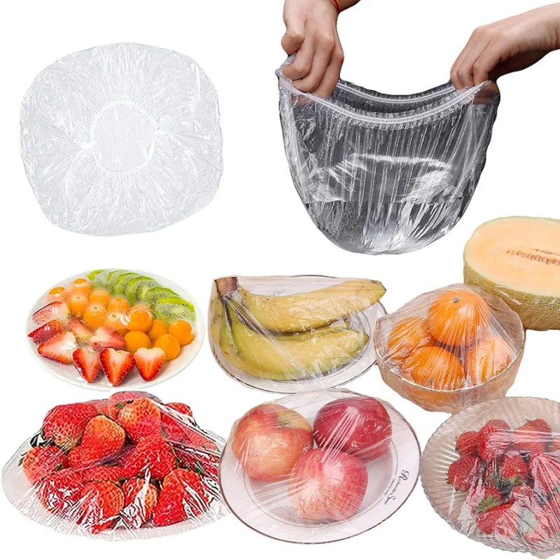 50 Reusable Stretchable Plastic Food Wraps, Elastic Edging