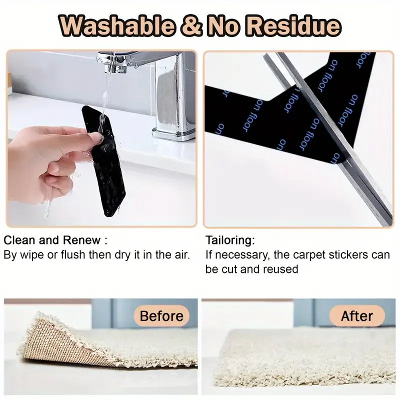 8 Pcs Reusable Non-Slip Carpet Gripper Tape