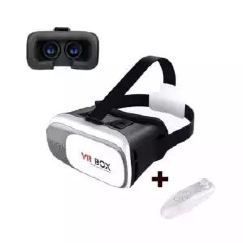 VR Box Virtual Reality Version 2 3D Glasses with Remote (White Color)