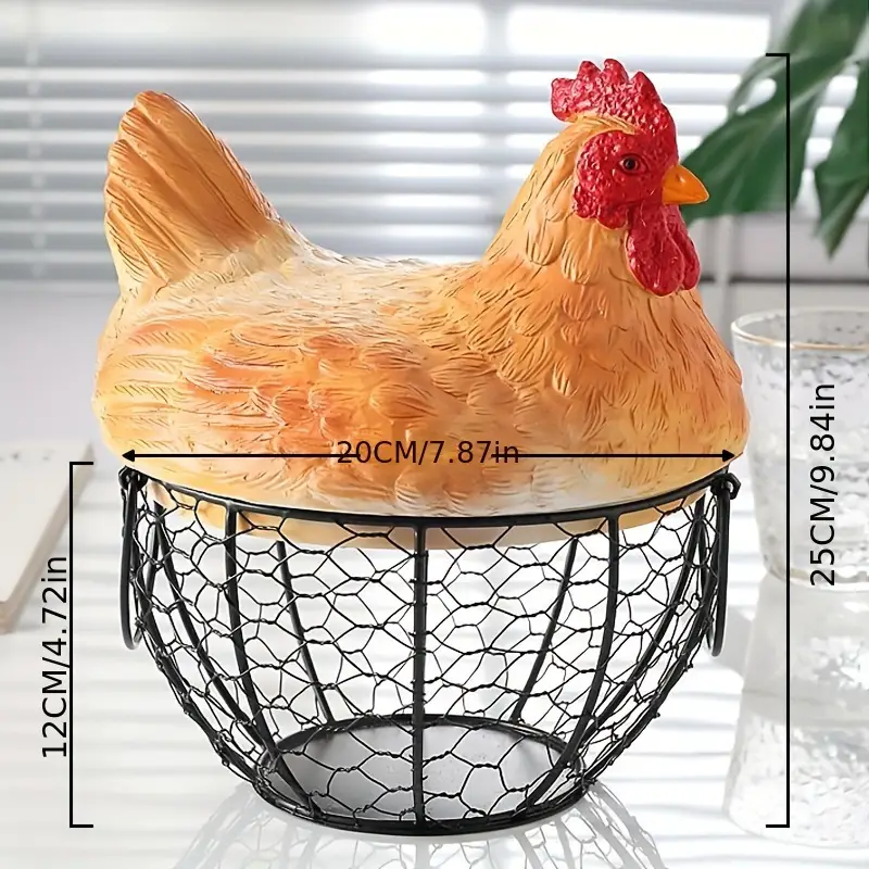 Charming Ceramic Hen-Shaped Storage Basket with Lid Multipurpose Kitchen Organizer for Eggs, Fruits