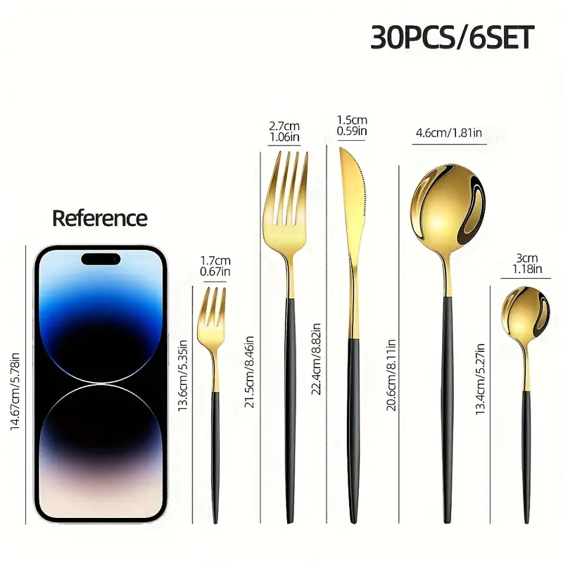 30pcs Stainless Steel Cutlery Set - Elegant Utensils with a Mirror Finish, Dishwasher Safe, Including Forks, Knives, And Spoons