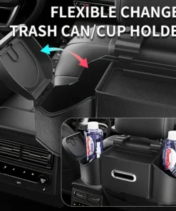 Car Seat Back Organizer with Cup Holder , Trash Can, Tissue Holder & Phone Pocket