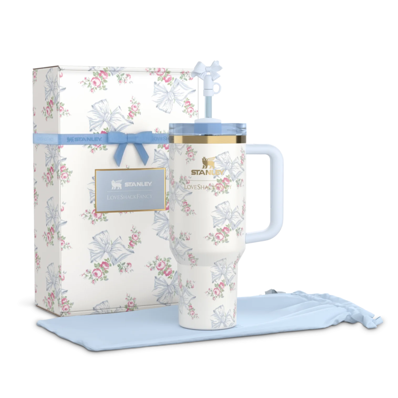 Stanley x LoveShackFancy Holiday Quencher 40oz – Rosa Beaux Blue – Gift Box