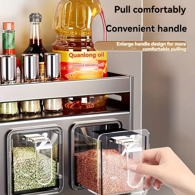 2-Tier Wall-Mounted Spice Organizer with Seasoning Jars  Polished Metal, No-Drill Installation for Kitchen Storage, Spice Rack