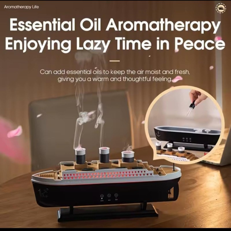 Royal Ship LED Aroma Humidifier – Dual Mist & Ambient Lights