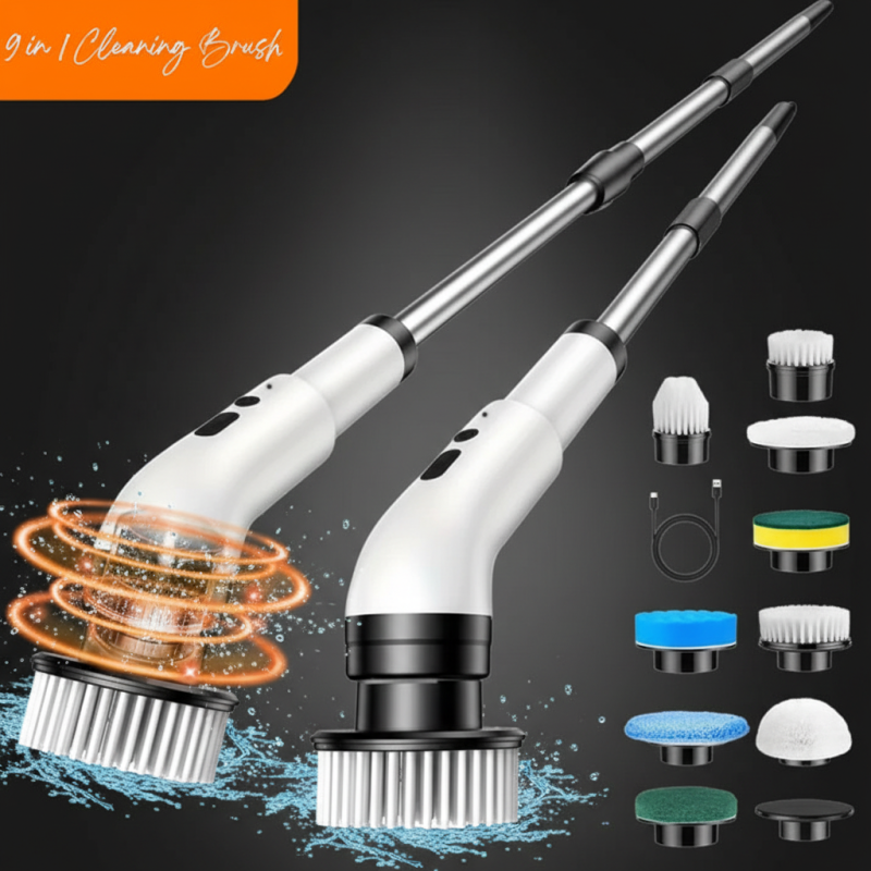 9-in-1 Electric Spin Scrubber Cordless Cleaning Brush with Extendable Handle
