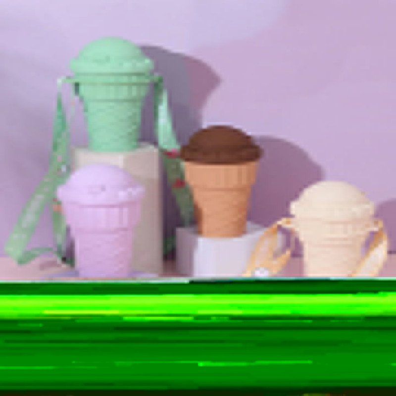 500ml ice cream shape drinking cup with straw