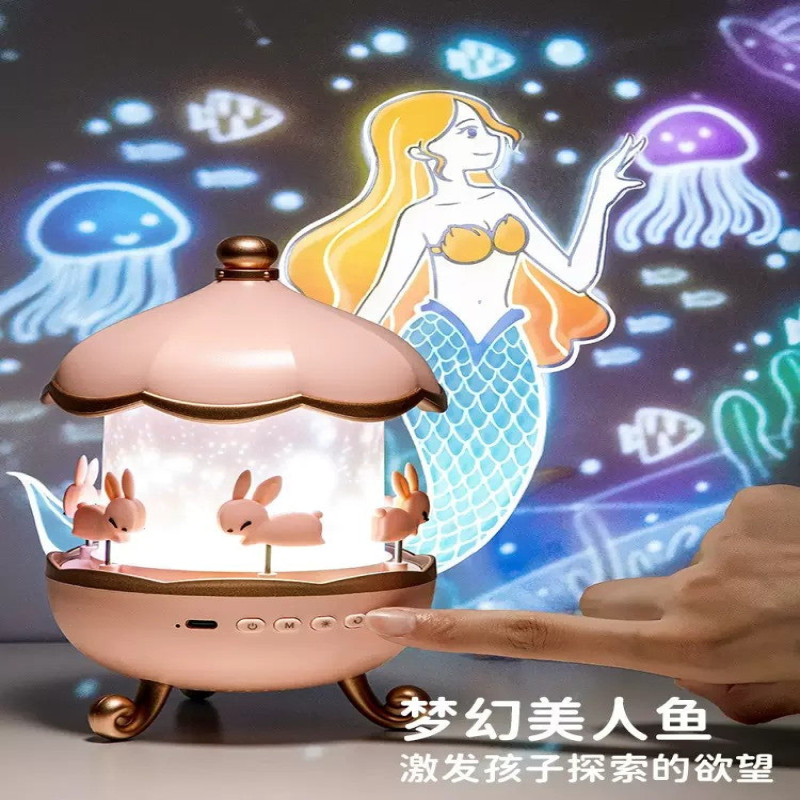 Rotating Starlight Projection Lamp Music Box Bluetooth Music Octave Box Dream Christmas Girl Child Gift