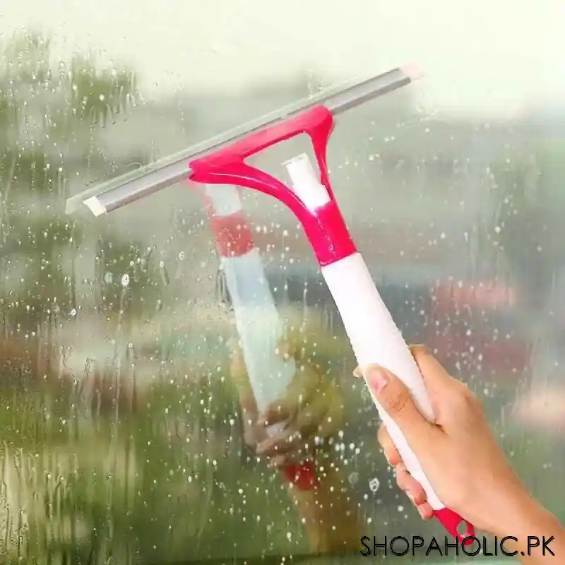 2 in 1 Window Cleaner Glass Wiper with Inbuilt Spray Bottle