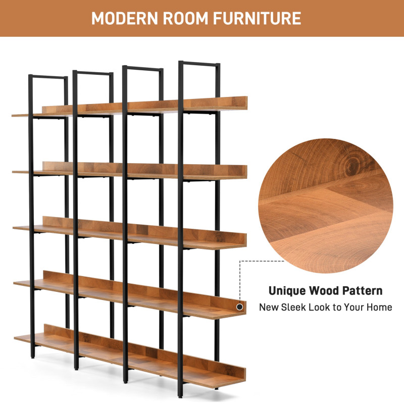 5 Tier Bookcase Home Office Open Bookshelf by Metallics Home
