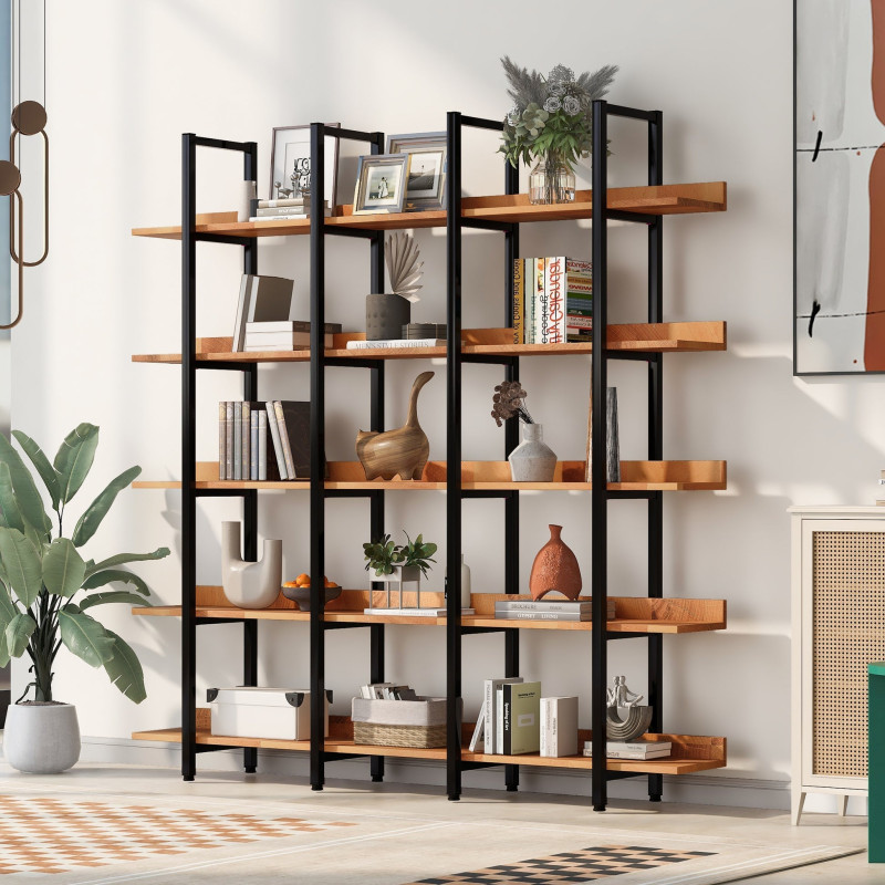 5 Tier Bookcase Home Office Open Bookshelf by Metallics Home