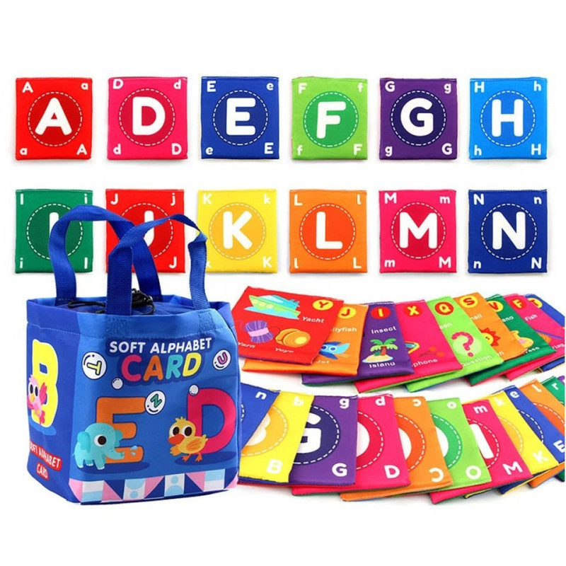 26 Pcs Toddlers Soft Alphabet Cards With Storage Bag