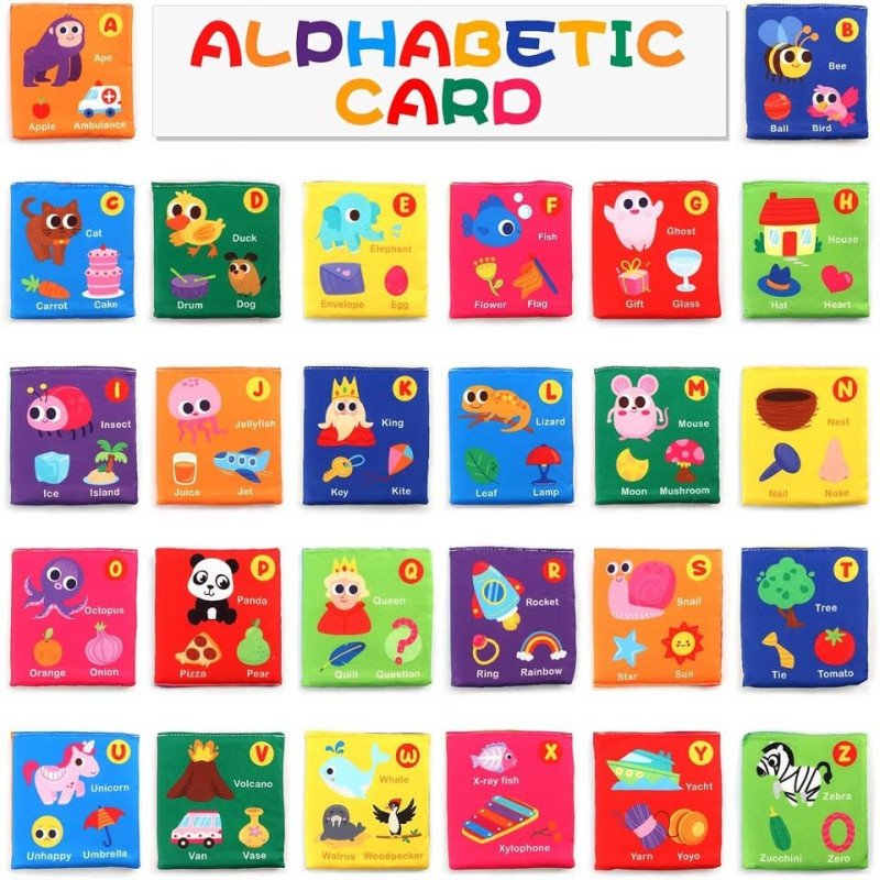 26 Pcs Toddlers Soft Alphabet Cards With Storage Bag