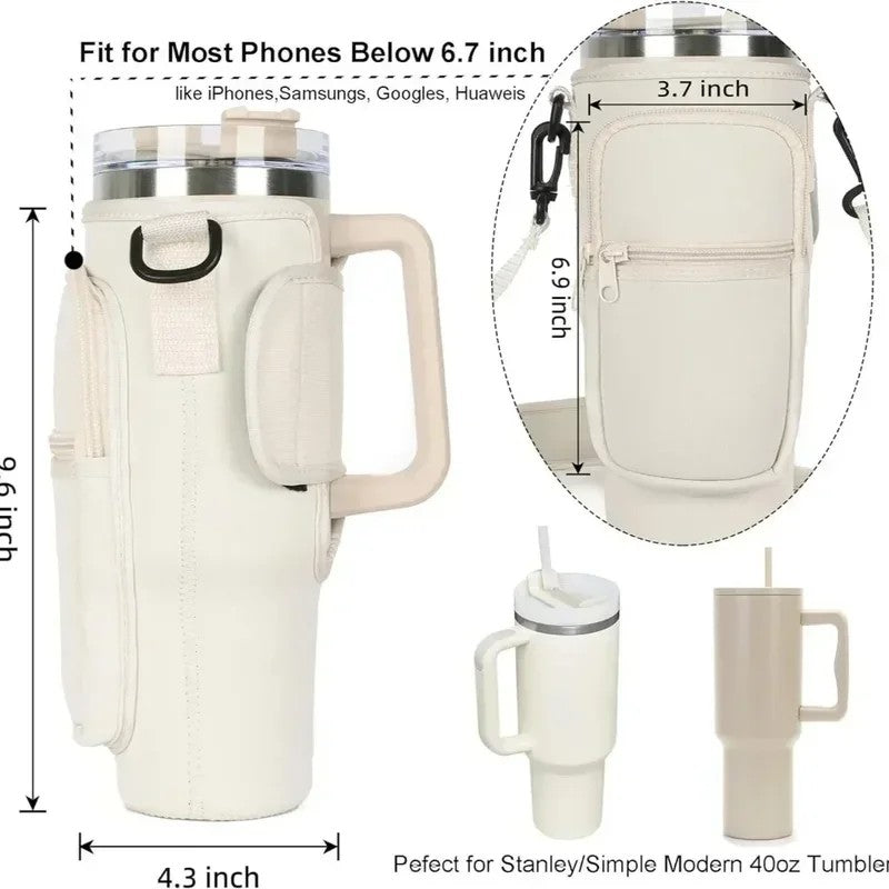 40oz Neoprene Water Bottle Carrier Bag For Quencher Cup Sleeve