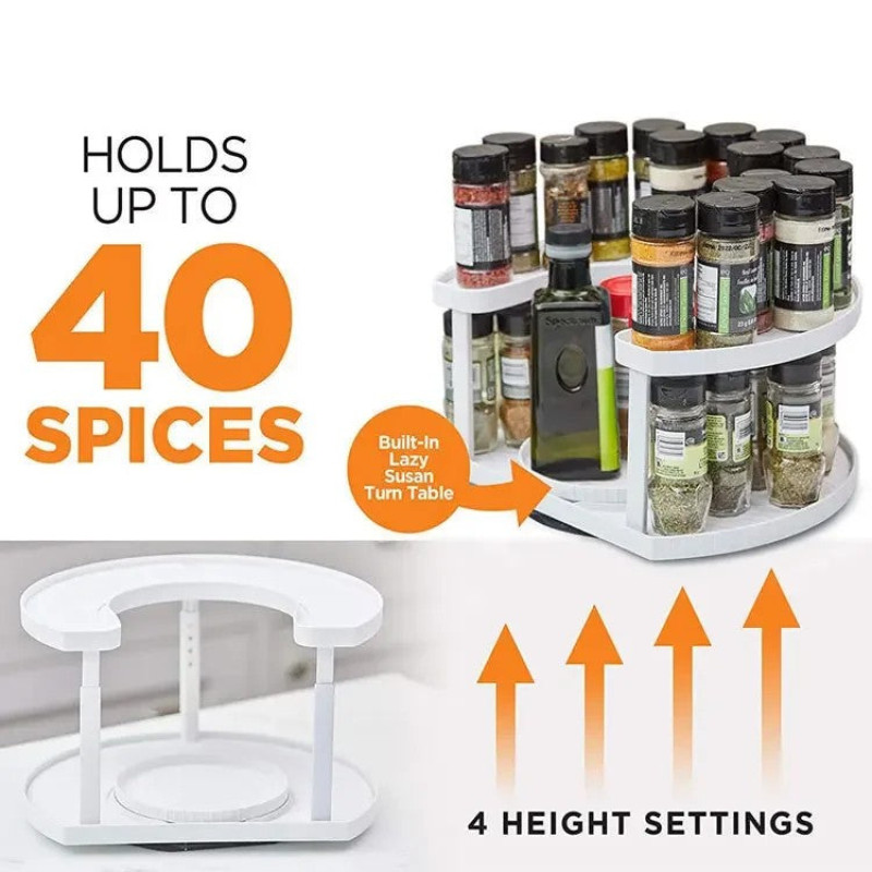2-Tier Rotating Kitchen Countertop Spice Rack Organizer