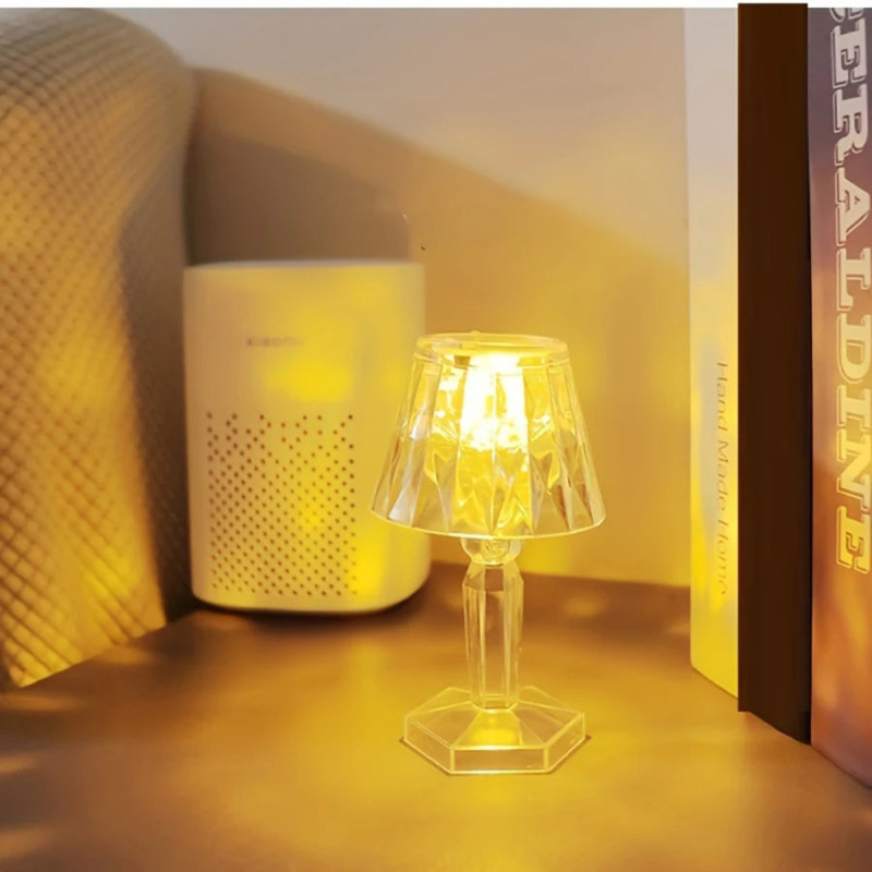 LED Diamond Table, Cordless Color Changing Touch Lamp, Bar Crystal Lighting, Decorative Small Table Lamp for Bedroom Living Room