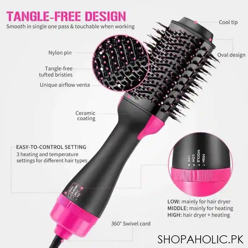 3-in-1 One Step Hot Air Straightener Brush for Hair Dryer and Styler