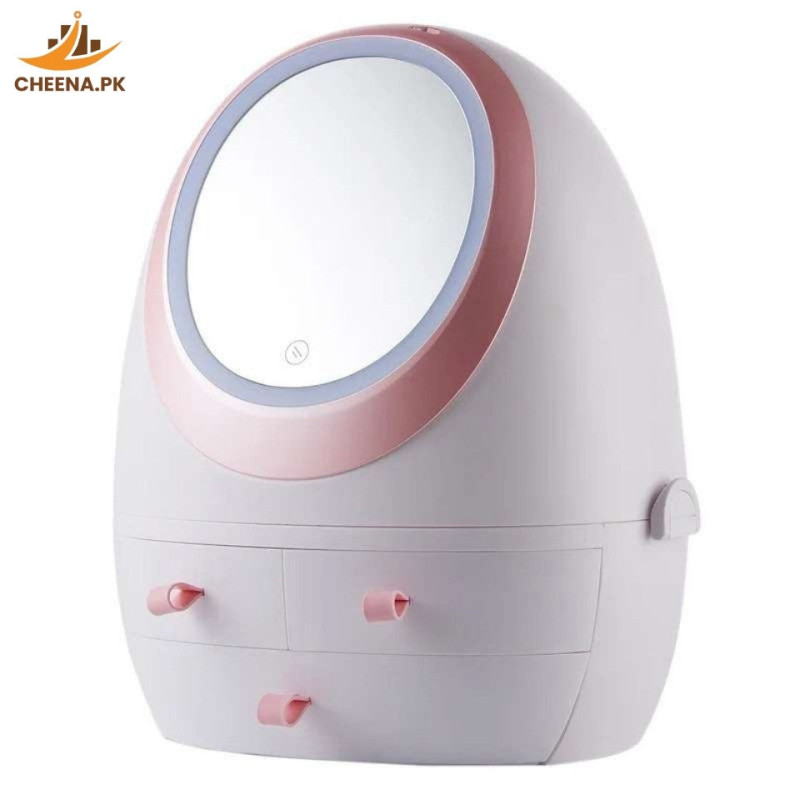 Oval Mirror Cosmetic Storage Organizer | Makeup Storage Box