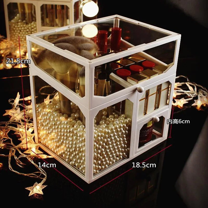 3 Compartment Glass Makeup Brush Organizer
