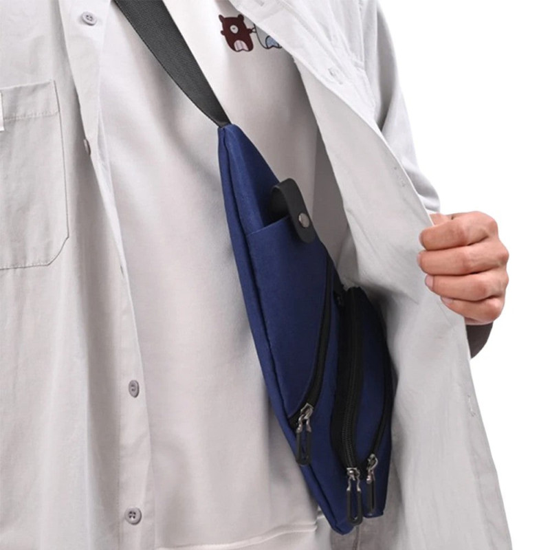 Canvas Men's Bag Fanny Pack Multi-Pocket Waterproof Casual Chest Bag