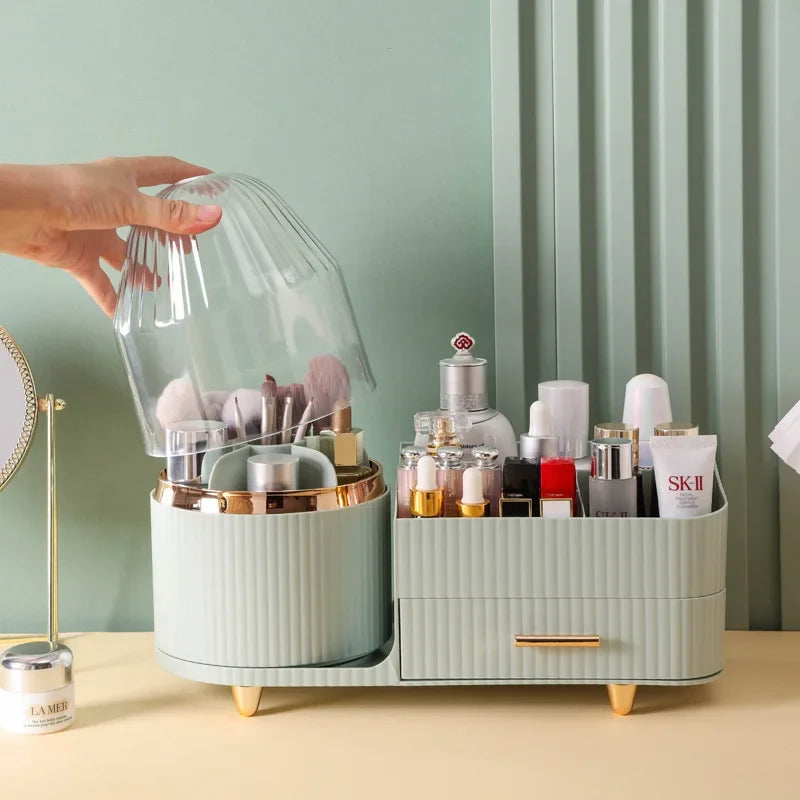 360° Rotating Cosmetic Storage Box Holder Desktop Makeup Brushes Organizer Countertop Portable Lipstick Eyeliner Stand Boxes