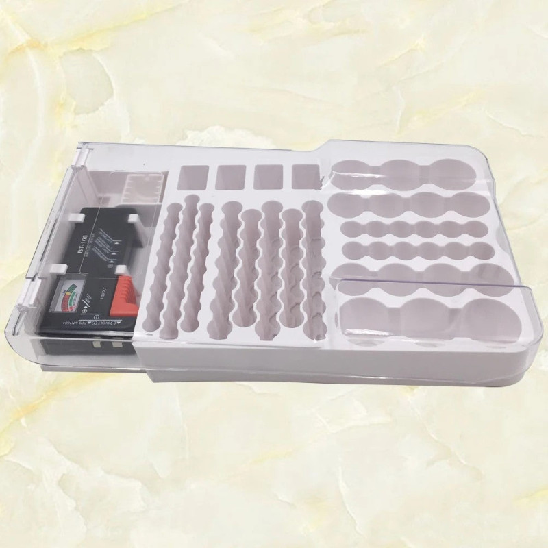 Battery Storage Organiser Holder with Tester Holds 93 Batteries Battery Caddy Rack