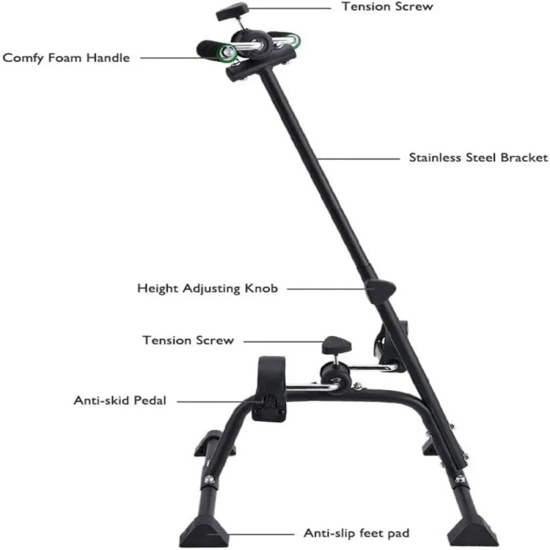-Pedal Exerciser Bike Hand Arm Leg And Knee Peddler Adjustable