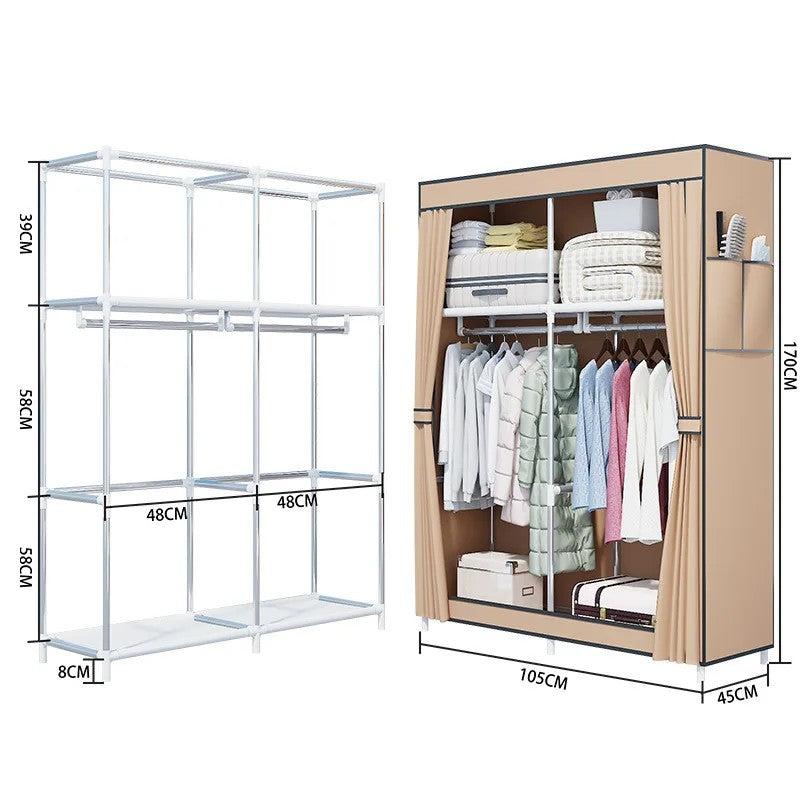 Assembled Simple Cloth Wardrobe Home Bedroom Dormitory Storage Cabinet Large capacity clothing storage