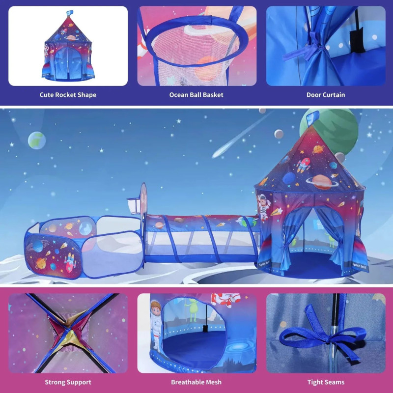 3in1 Space Castle Tent House For Kids + Free 50 Balls