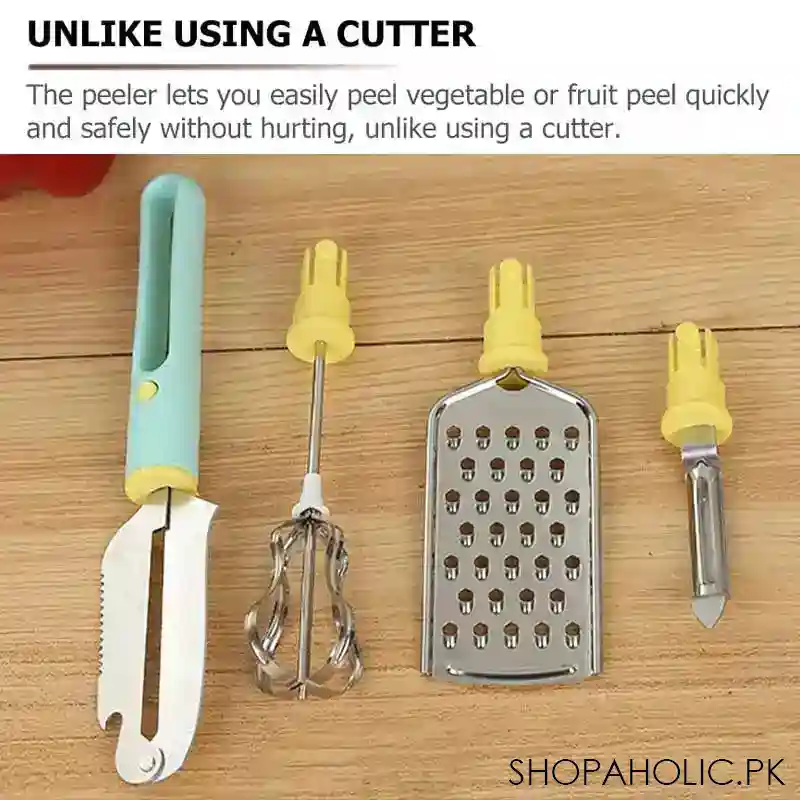 4 in 1 Multifunctional Whish Eggbeater, Grater, Paring and Digging Knives
