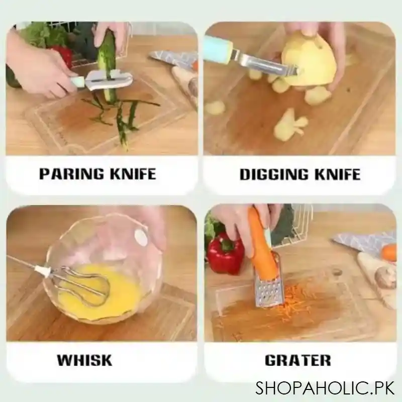 4 in 1 Multifunctional Whish Eggbeater, Grater, Paring and Digging Knives