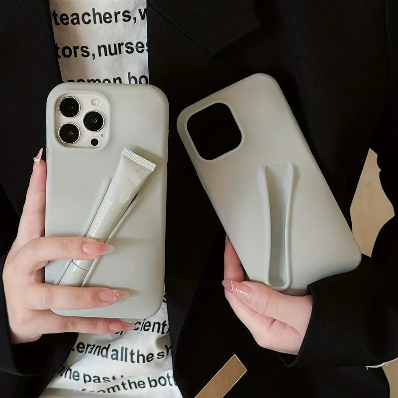 Silicone iPhone Case With Lipstick Holder