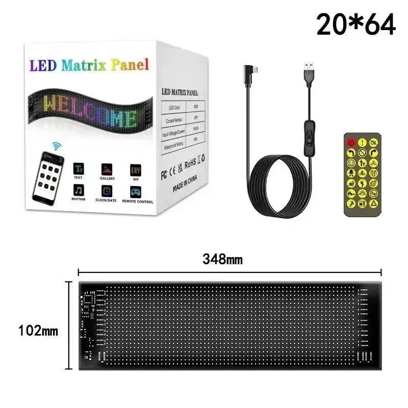 LED Matrix Pixel Panel Display Screen Flexible RGB Car Graffiti Scrolling Text Animation Shop Reminder Light Bluetooth