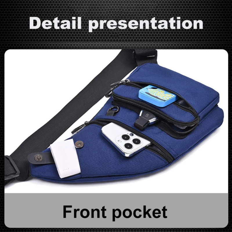 Canvas Men's Bag Fanny Pack Multi-Pocket Waterproof Casual Chest Bag