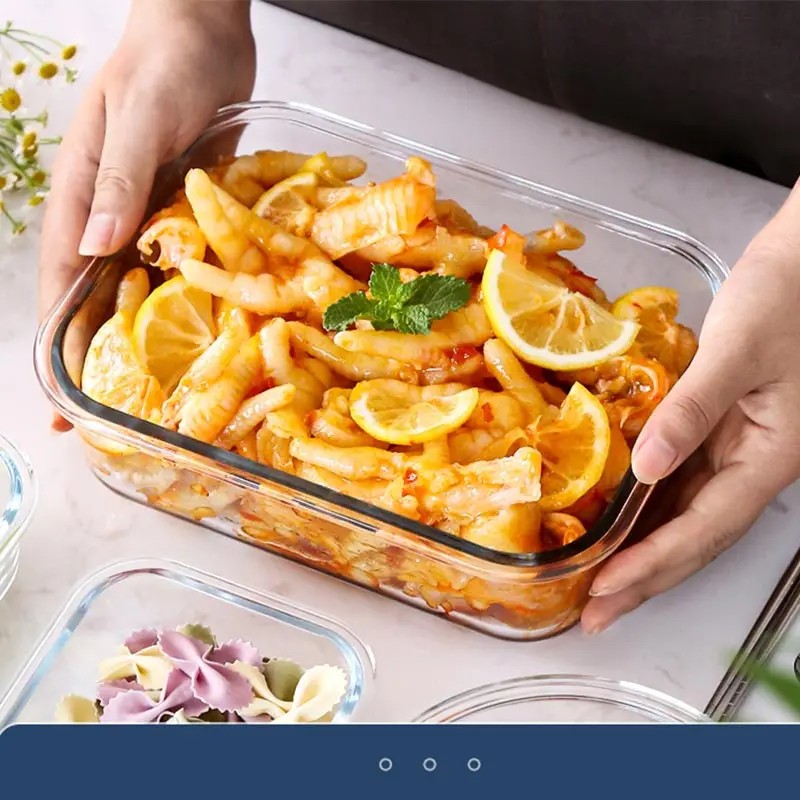 High Borosilicate Lunch Box Sets Rectangle Bento Box Heat-resistant Lunch Box