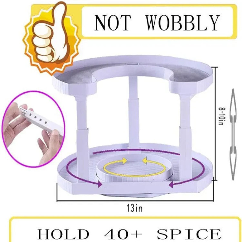 2-Tier Rotating Kitchen Countertop Spice Rack Organizer