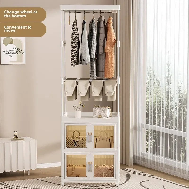 Baby wardrobe bedroom hanger bedside clothes storage cabinet rack drawer floor multi-function