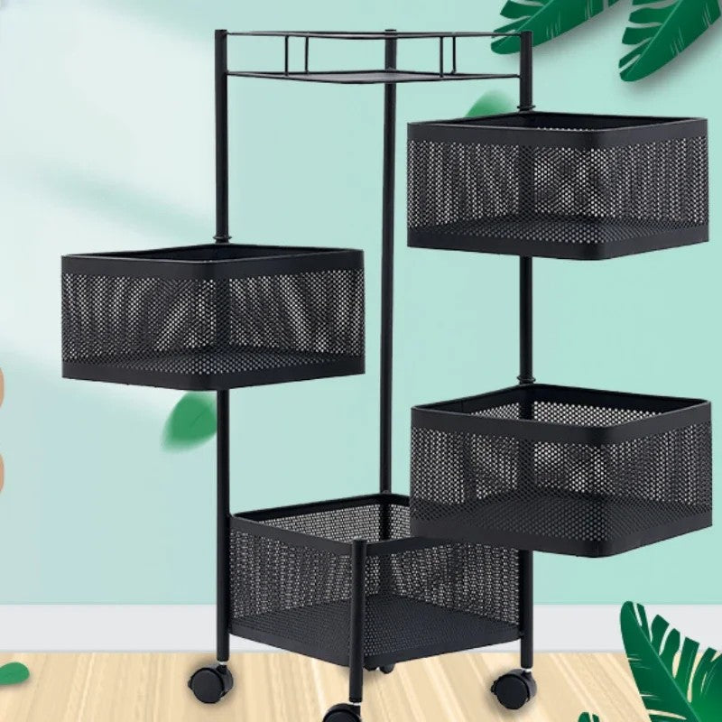 Multipurpose Rotating Storage Shelf Square Kitchen Organizer No Assembly Required