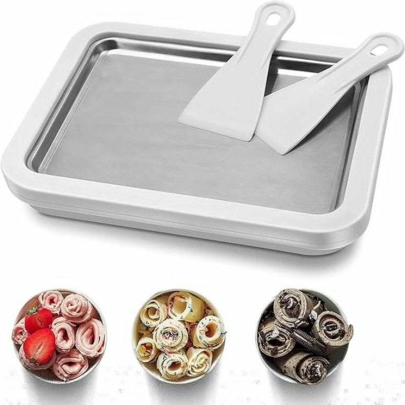 Ice Cream Maker Pan with Scrapers Rolled Ice Cream Pan