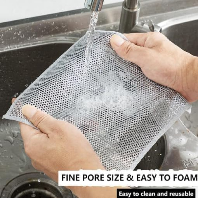Silver wire cleaning kitchen cloth (pack of 3)
