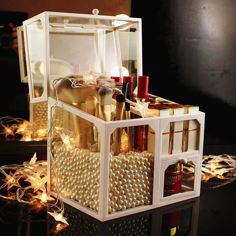 3 Compartment Glass Makeup Brush Organizer