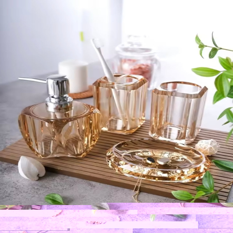 Acrylic Bathroom Set, Crystal Glass Soap Dispenser, Crystal Bathroom Decoration Accessories Set Of 4, Acrylic Bathroom Accessory Set