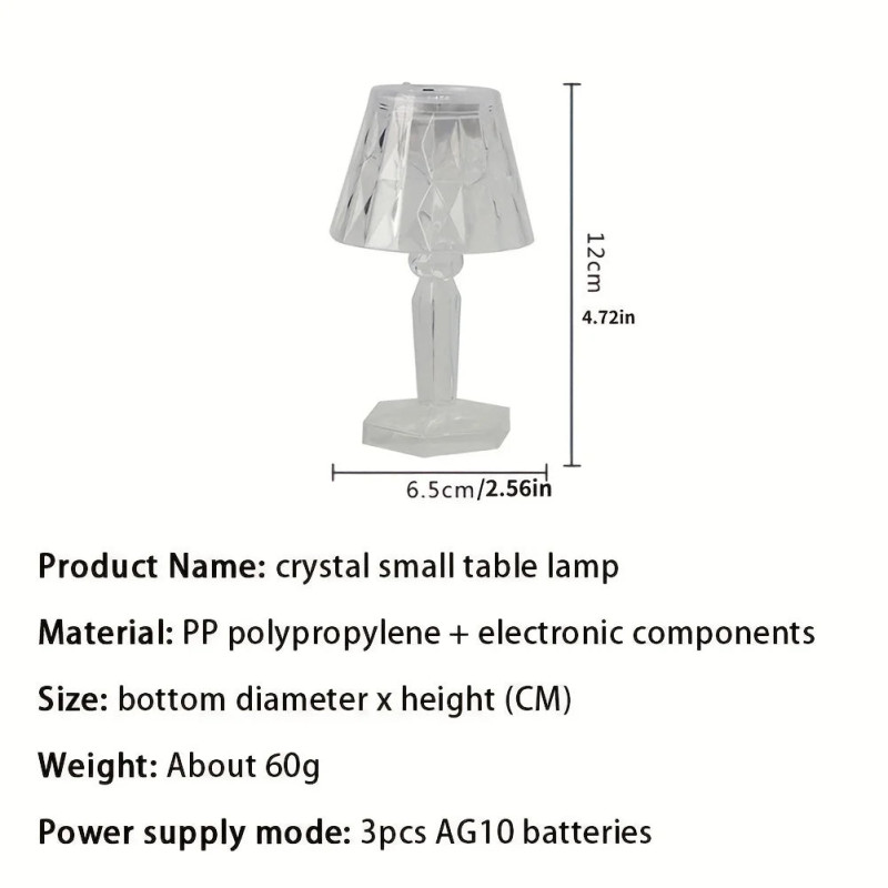 LED Diamond Table, Cordless Color Changing Touch Lamp, Bar Crystal Lighting, Decorative Small Table Lamp for Bedroom Living Room